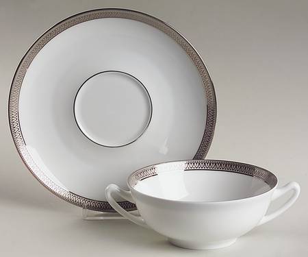 Malmaison Platinum (No Verge) Flat Cream Soup & Saucer Set