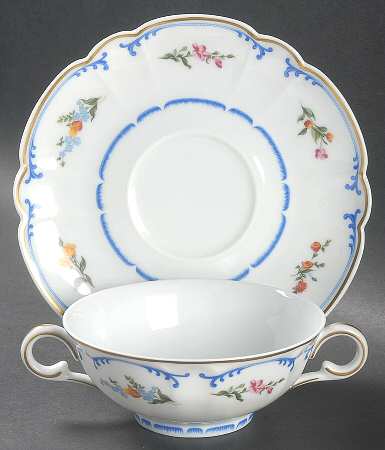 Marjolaine Footed Cream Soup Bowl & Saucer Set