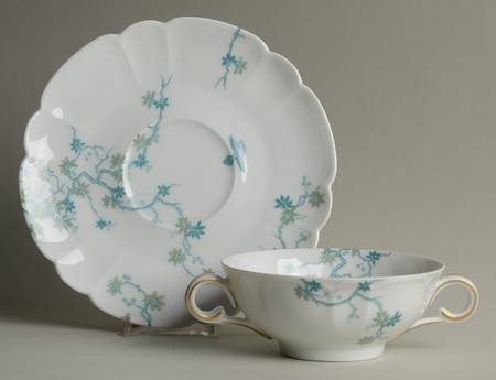 Mesanges Flat Cream Soup Bowl & Saucer Set by Charles Field Haviland