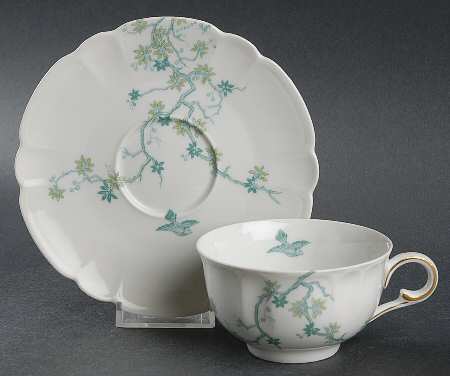 Mesanges Footed Cup & Saucer Set by Charles Field Haviland