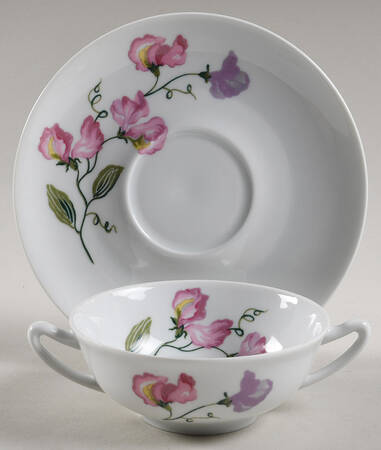 Sweet Peas Flat Cream Soup Bowl & Saucer Set
