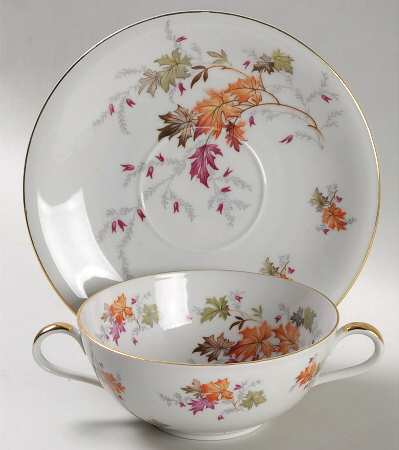 Indian Summer Footed Cream Soup Bowl & Saucer Set