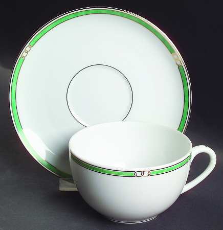 Alliance Green Flat Cup & Saucer Set