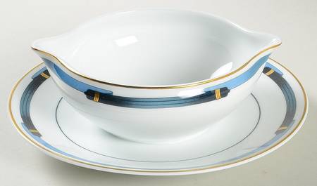 Iriana Bleu Gravy Boat with Attached Underplate