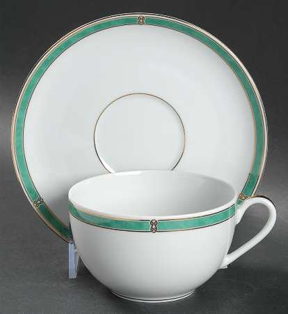 Oceana Green Flat Cup & Saucer Set