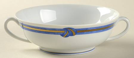 Rubanea Blue Flat Cream Soup Bowl