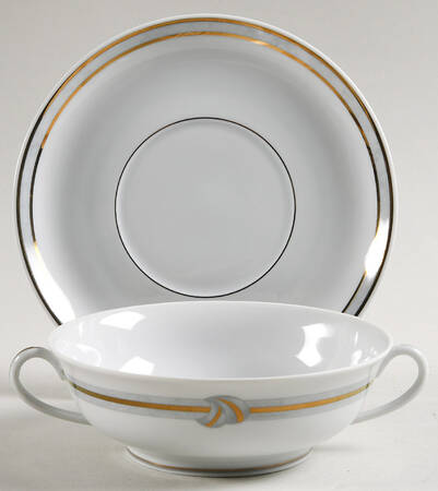 Rubanea Grey Flat Cream Soup Bowl & Saucer Set