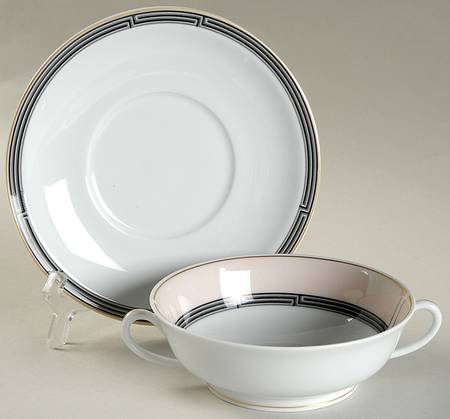 Tiriada Footed Cream Soup Bowl & Saucer Set