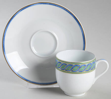 Torsade Bleu Flat Demitasse Cup & Saucer Set