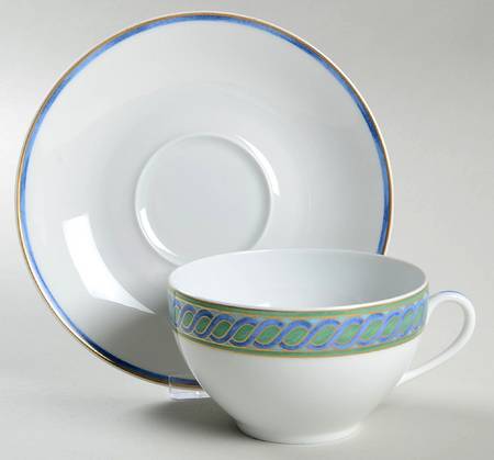 Torsade Bleu Breakfast Cup & Saucer Set