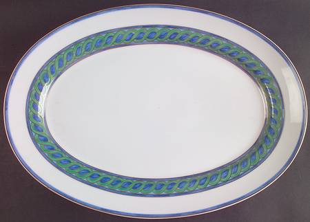 Torsade Bleu 16" Oval Serving Platter