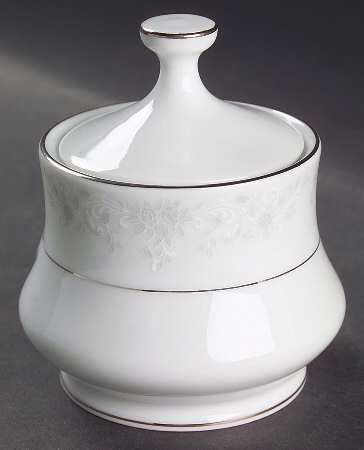 Annie (White & Gray Desgn) Sugar Bowl & Lid