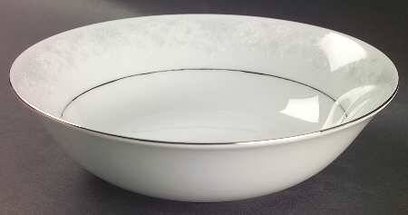 Annie (White & Gray Desgn) 9" Round Vegetable Bowl