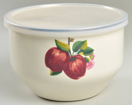 Apples (Casuals) 71/4" Metal Bowl W/Plastic Lid