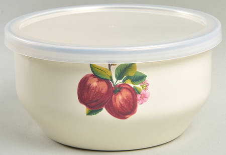 Apples (Casuals) 6" Metal Bowl W/Plastic Lid