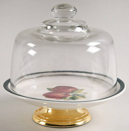 Apples (Casuals) 6 1/2"-7 1/2" Footed Cheese Plate w/ Glass Dome HC