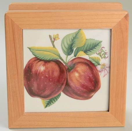 Apples (Casuals) 6 1/8" Natural Wood Napkin Holder  HC