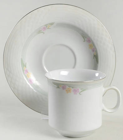 Emerald (Gray Band) Flat Cup & Saucer Set