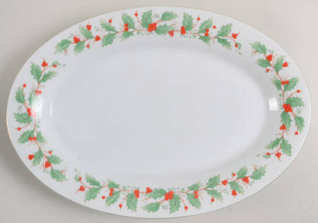 Noel (Brown Lettering Backstamp) 14" Oval Serving Platter by China Pearl