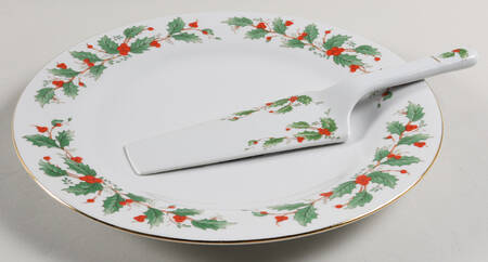 Noel (Brown Lettering Backstamp) Cake Aka Dinner Plate & Server No Box