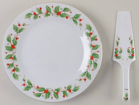 Noel (Brown Lettering Backstamp) Cake Aka Dinner Plate & Server w/Box