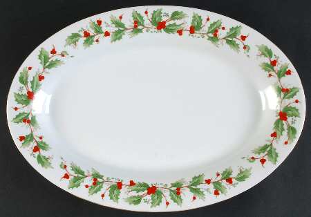 Noel (Brown Lettering Backstamp) 13" Oval Serving Platter by China Pearl