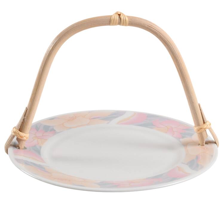 Sara 5 3/8"-5 5/8" Bamboo Handled Serving Plate  HC