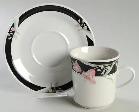 Serena (White Background) Flat Cup & Saucer Set