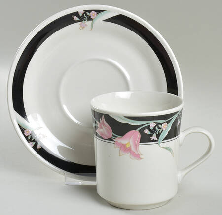 Serena (White Background) Flat Cup & Saucer Set