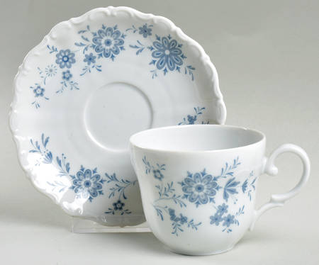 Bavarian Blue Flat Cup & Saucer Set