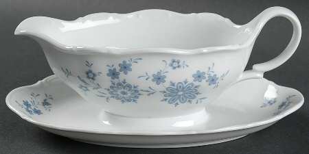 Bavarian Blue Gravy Boat with Attached Underplate