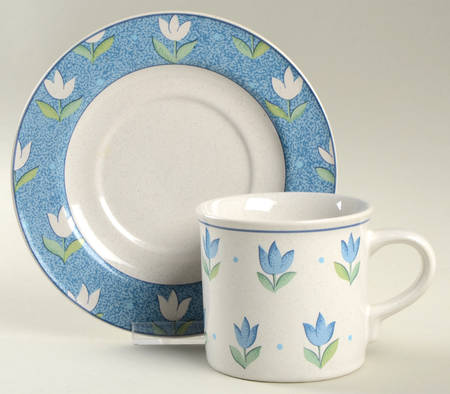 Calico Flat Cup & Saucer Set