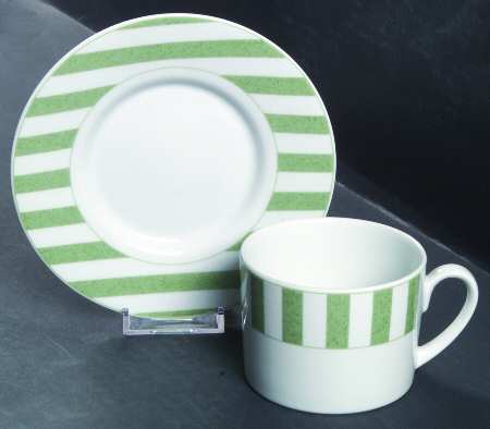 Capri Green Flat Cup & Saucer Set