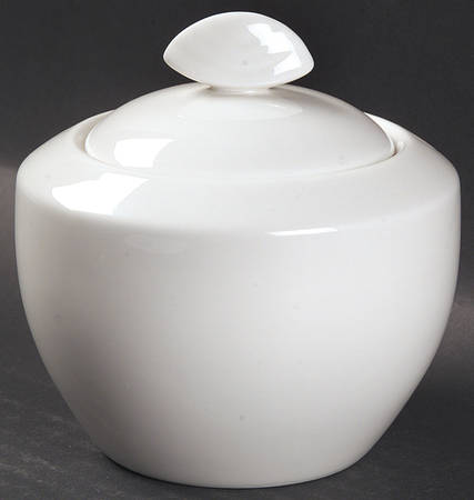 Cafe White Sugar Bowl & Lid