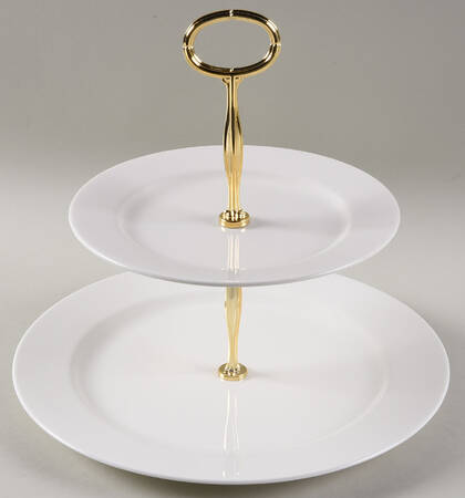 Cafe White 6 5/8"-10"  2 Tiered Serving Tray (Dp, Sp) HC