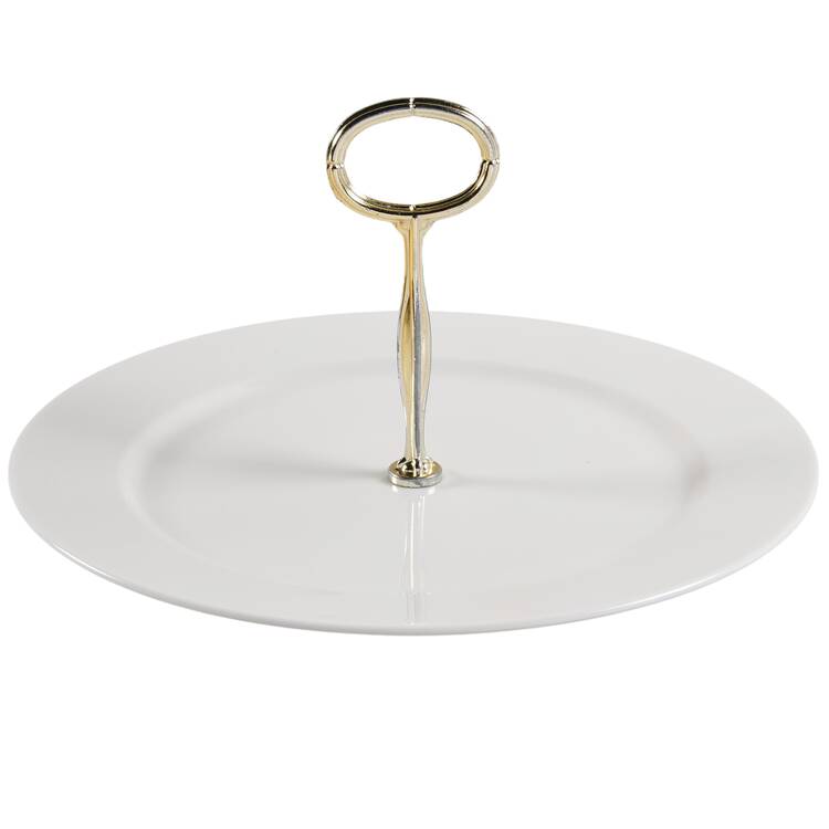 Cafe White Round Serving Plate with Center Handle (Dp) Hc