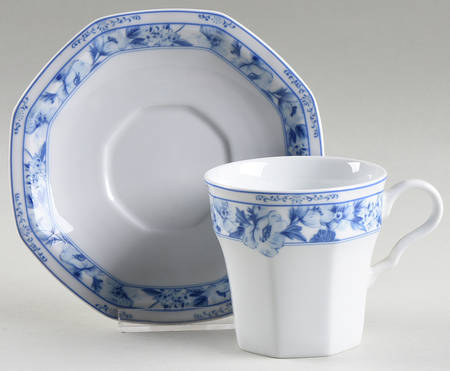 Dresden Blue Flat Cup & Saucer Set