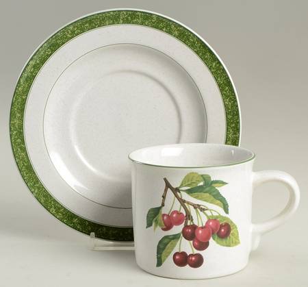 Fruit Delight Cherry Flat Cup & Saucer Set