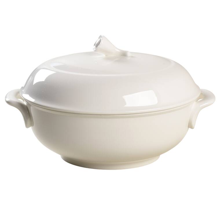 Heritage White Oval Covered Vegetable