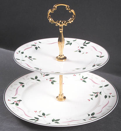 Holiday Splendor 2 Tiered Serving Tray (Dinner & Salad Plate)