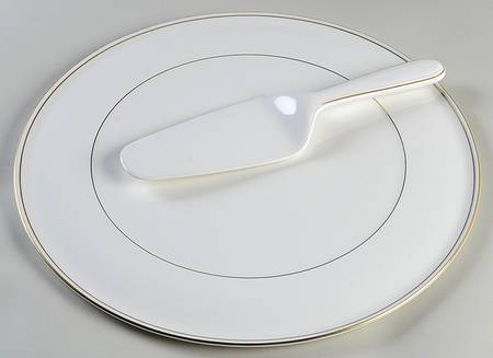 Royal Gold Cake Plate & Solid Ceramic Server Set (No Box)
