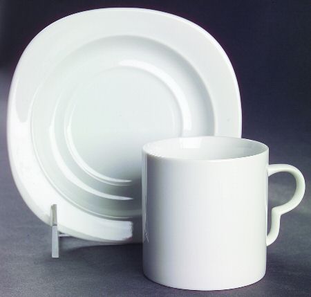 Studio White Flat Cup & Saucer Set by Christopher Stuart