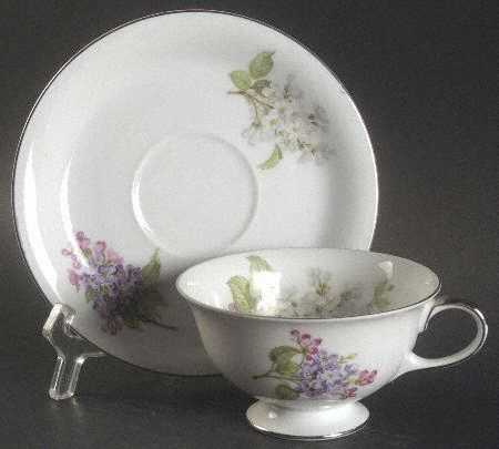 Lilac Time Footed Cup & Saucer Set