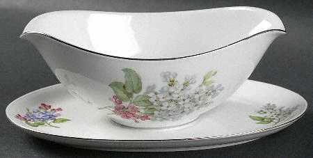 Lilac Time Gravy Boat with Attached Underplate