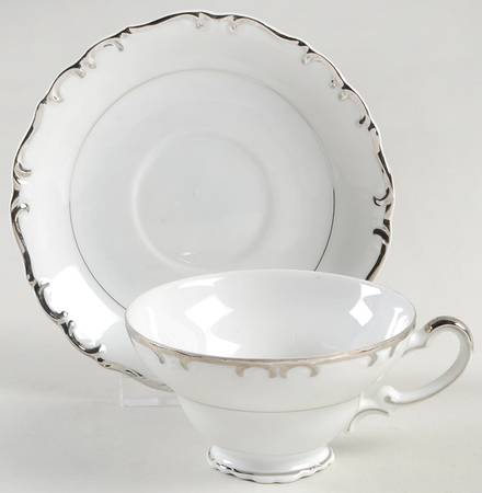 Silver Sharon Footed Cup & Saucer Set