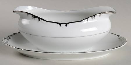 Silver Sharon Gravy Boat with Attached Underplate