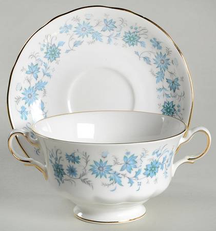 Braganza Footed Cream Soup Bowl & Saucer Set