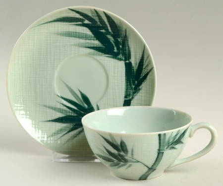 Bamboo (No Gold) Flat Cup & Saucer Set