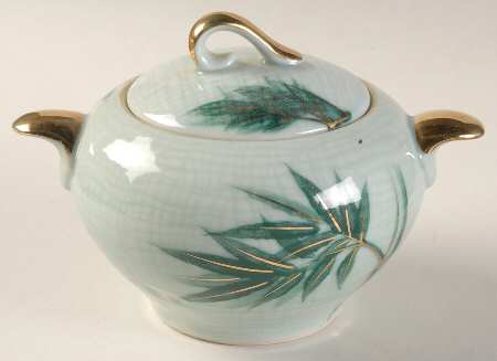 Bamboo (Gold Trim) Sugar Bowl & Lid