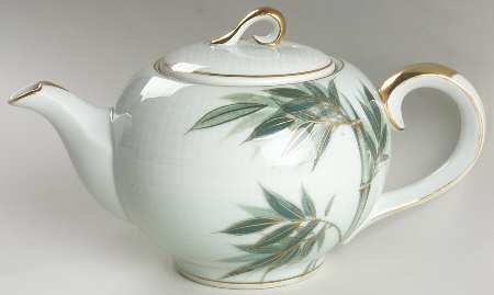 Bamboo (Gold Trim) Teapot & Lid